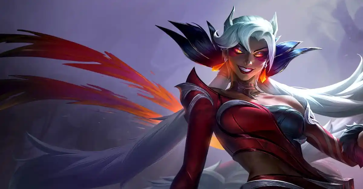 TFT Set 12 nilah skin with silver hair and red eyes